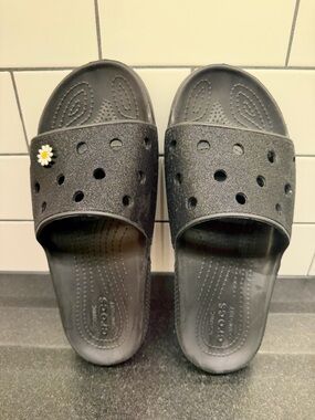 CROCS Women’s Black Slide Sandals with Textured Footbed